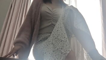 Skinny Japanese girl masturbates in the afternoon in this video.