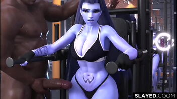 Widowmaker and heavy loads in the gym with BBC (Compilation) non human & alien girl