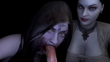 Double blowjob scene in Resident Evil Porn parody with Lady Dimitrascu