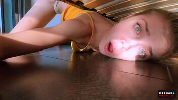 Petite dark-haired step sister gets stuck under the bed and this time her brother comes to her aid in a sizzling scene.