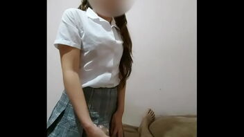 A youthful girl who is a schoolgirl at a public institute is seductive and performs oral sex on her stepbrother for money.