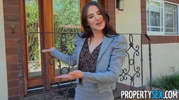 Brunette real estate agent seduces a choosy client into buying a house.