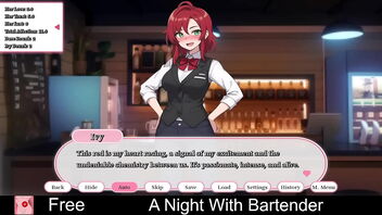 A night of passion with a bartender in a hentai game.