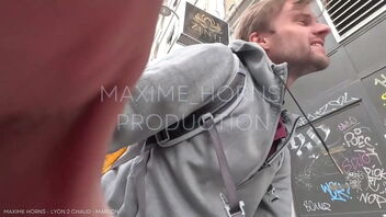 Gay threesome with without a condom and POV experience with Maxime Horns in Paris.